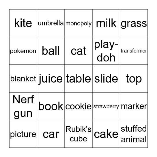 What do you want? Bingo Card