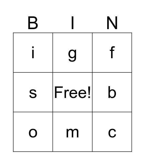 PHONICS BINGO Card