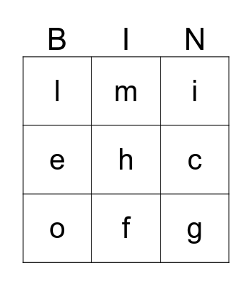 PHONICS BINGO Card