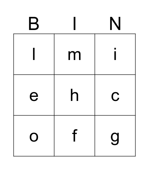 PHONICS BINGO Card