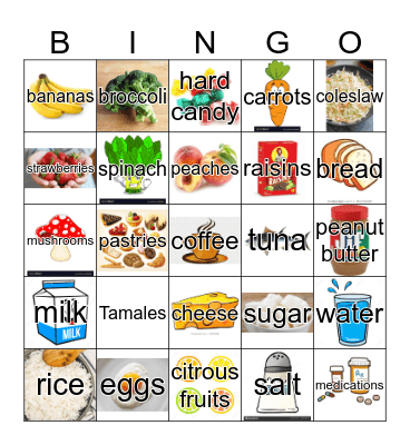 Oral Nutrition Bingo Card