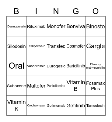 Medication Safety! Bingo Card