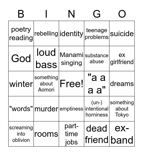 amazarashi songs generator Bingo Card