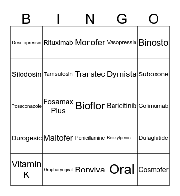 Medication Safety! Bingo Card