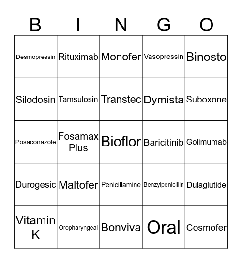 Medication Safety! Bingo Card