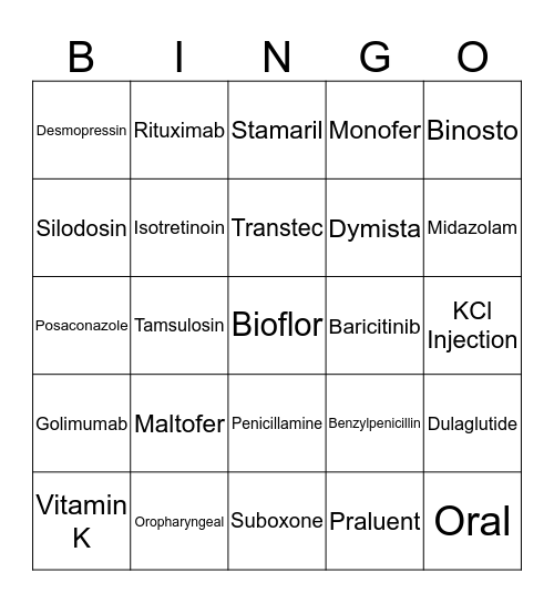 Medication Safety! Bingo Card