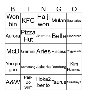 Untitled Bingo Card