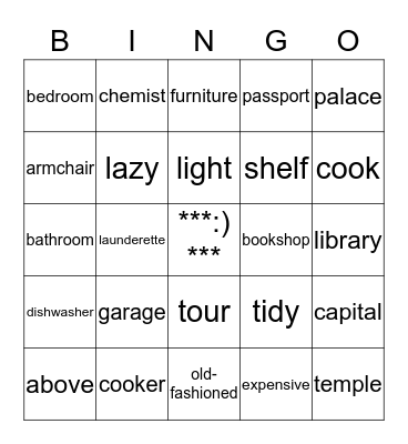 Unit 4 Vocabulary Bingo Card