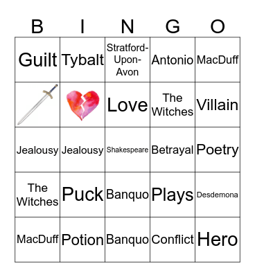 Shakespeare Bingo Card