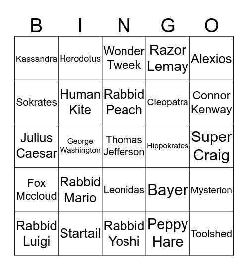 Ubisoft Bingo Card