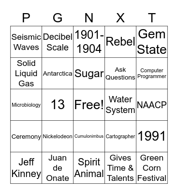 Pebble Go Next Bingo   Bingo Card