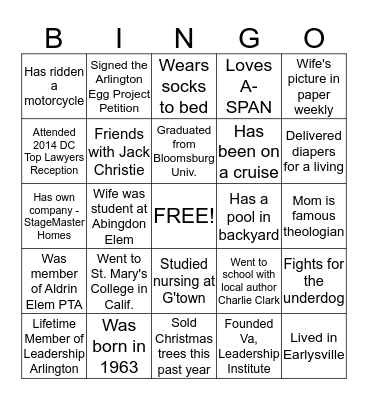 A-SPAN BOARD BINGO Card