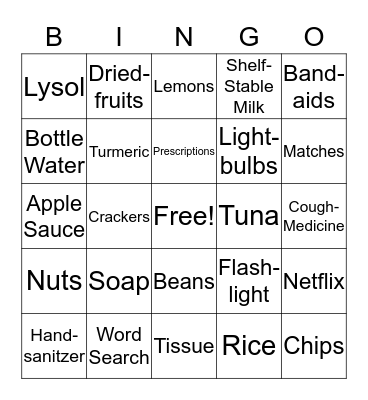 Survivor Meets Quarantine Bingo Card