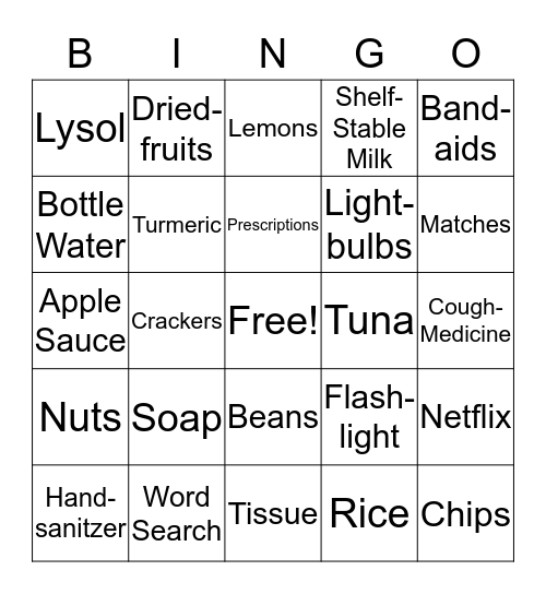 Survivor Meets Quarantine Bingo Card