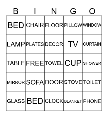 Household Items by Maria Elena Hernandez Bingo Card