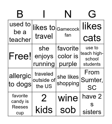 People Bingo Card