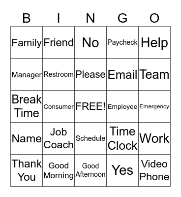 Sign Bingo Card