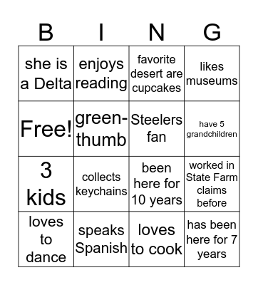 People Bingo Card