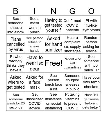 EMS COVID-19 BINGO Card