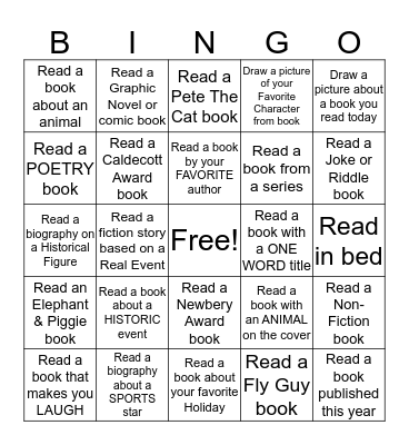 Library Reading Bingo Card