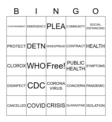 COVID BINGO Card