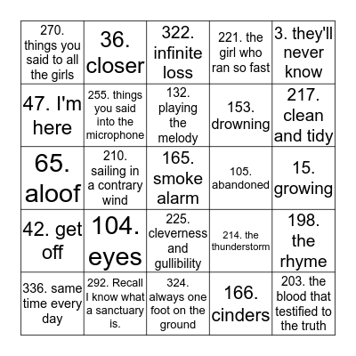 25/350 Bingo Card