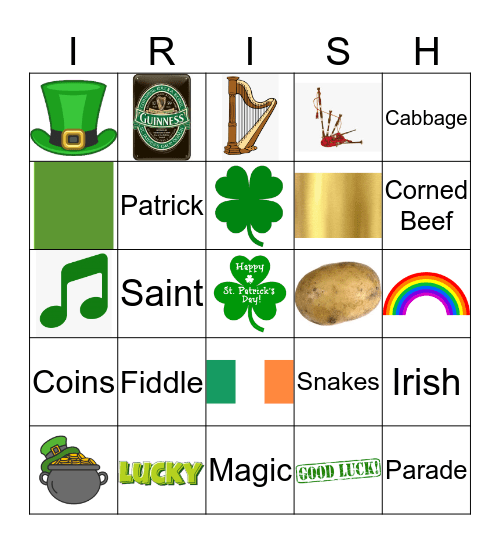 Luck of the Irish Bingo Card