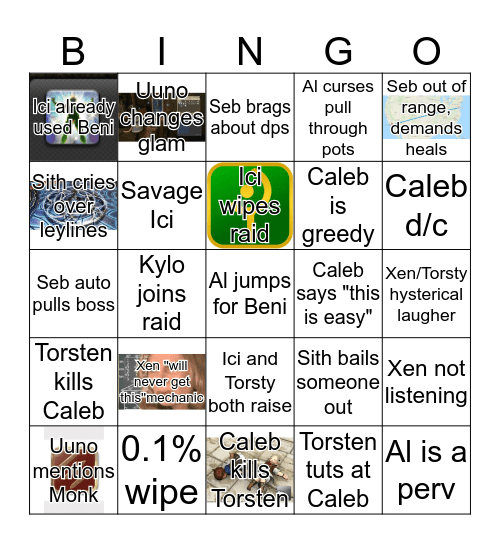 Average Nuggies Bingo Card