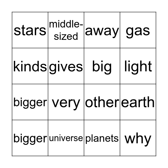 The Earth's Star - 2.0 Bingo Card