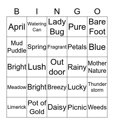 Honey Bee Bingo Card