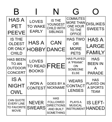 Ice-Breaker Bingo Card