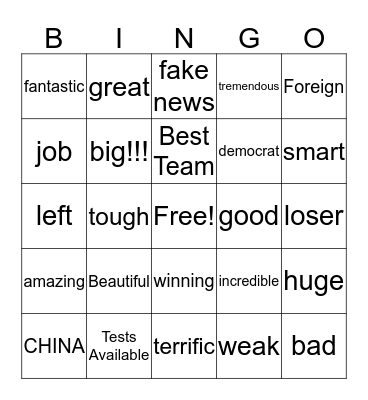 Trump VS. Covid-19 Bingo Card