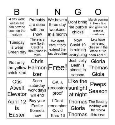 Tax Season Blues   Bingo Card