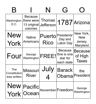 July 12, 2014 Bingo Card
