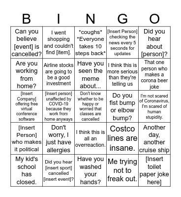 COVID-19 Bingo Card