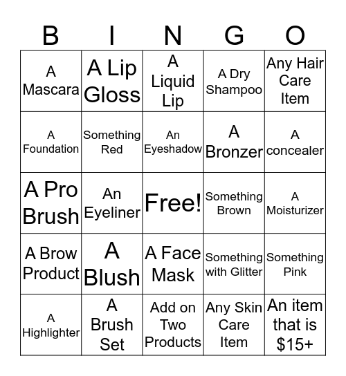 Sephora Collection Bingo! Bingo Card