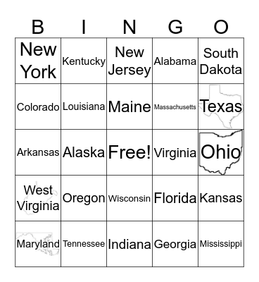 States            Name:________________________                                                            Bingo Card