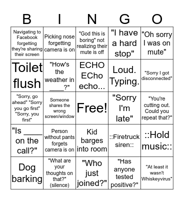 COVID-19 Call Bingo Card