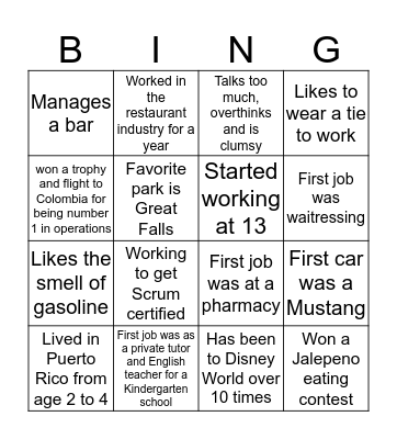 BMT Bingo Card