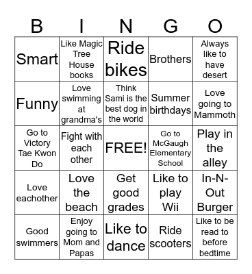 BRAVINGO Bingo Card