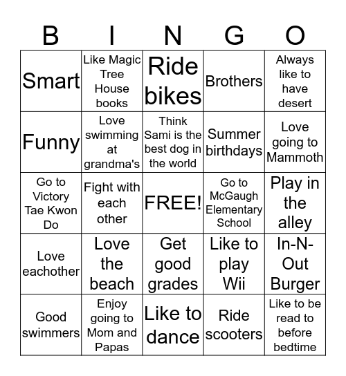 BRAVINGO Bingo Card