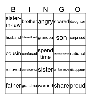 Family ties Bingo Card