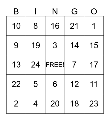 Will's Birthday Bingo Card