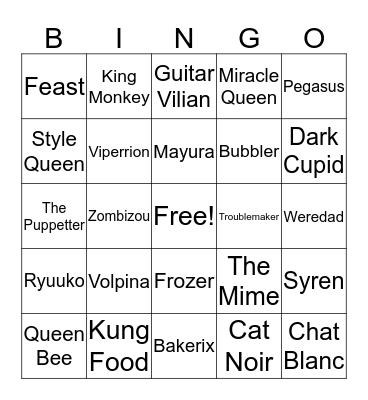 Miraculous Ladybug & Cat Noir Bingo Card