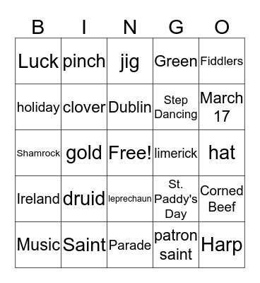 HAPPY ST. PATTY's!!! Bingo Card