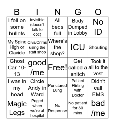 Doctor Bingo Card