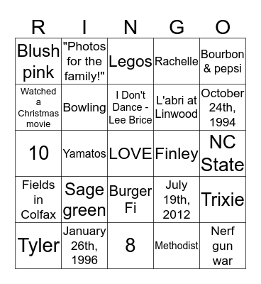 #ChevironWedding Bingo Card