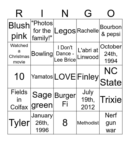 #ChevironWedding Bingo Card