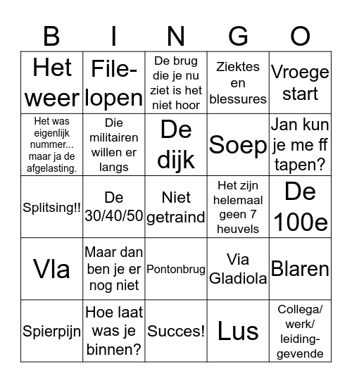 4daagse Bingo Card