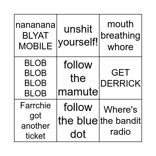 Syndic Bingo Card